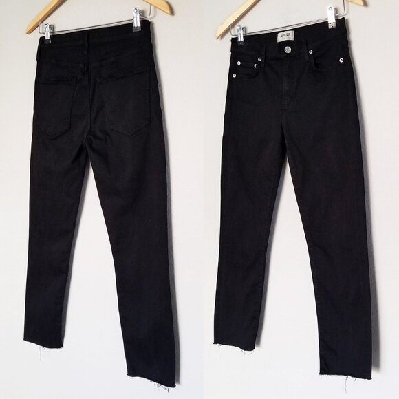 Agolde Sophie Crop High Waist Rise Skinny Jean Black Size 27 Stretchy Comfy $158 - Picture 3 of 15